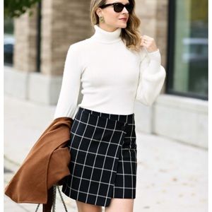 Loft Windowpane Wrap Skirt